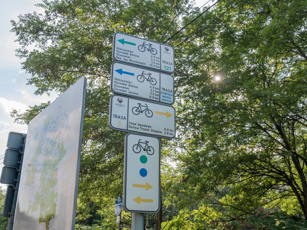 Ż&oacute;łty szlak rowerowy nr 5 w Katowicach